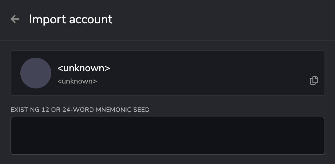 import account to extension
